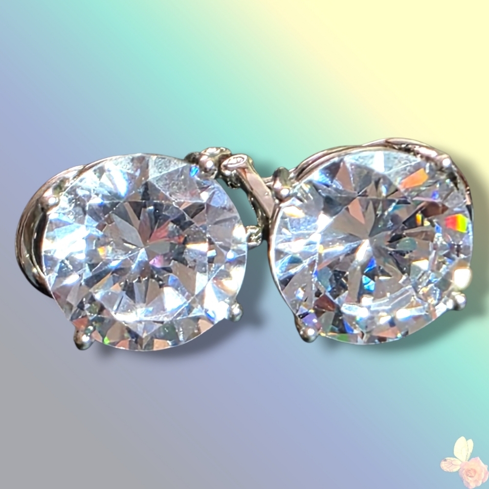 Joan Boyce Clear Crystal Round Stud Earrings